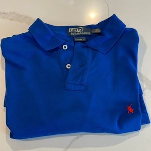 Polo Ralph Lauren Polo Shirt Mens Custom Fit 100% Cotton Pacific Royal Blue Sz L